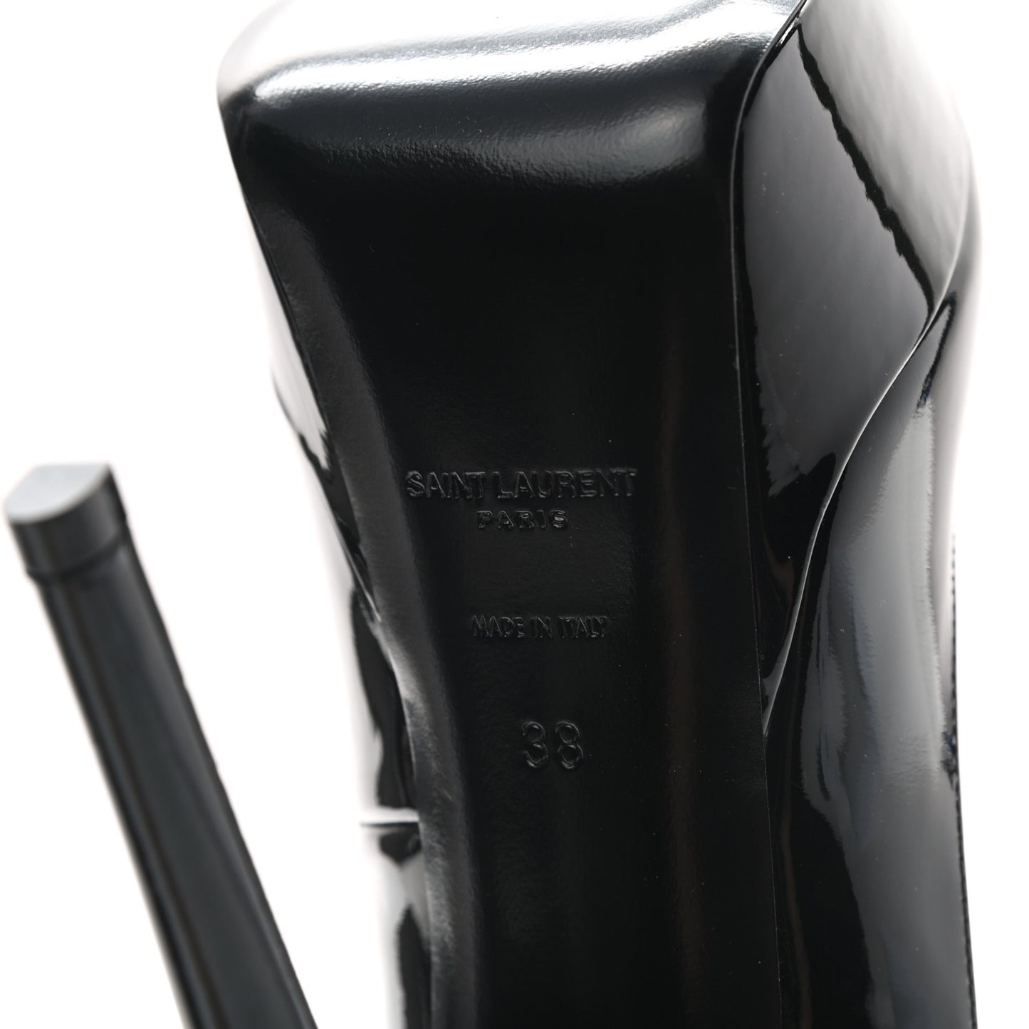 Patent Calfskin Betty 110 Ankle Strap Pumps 38 Black