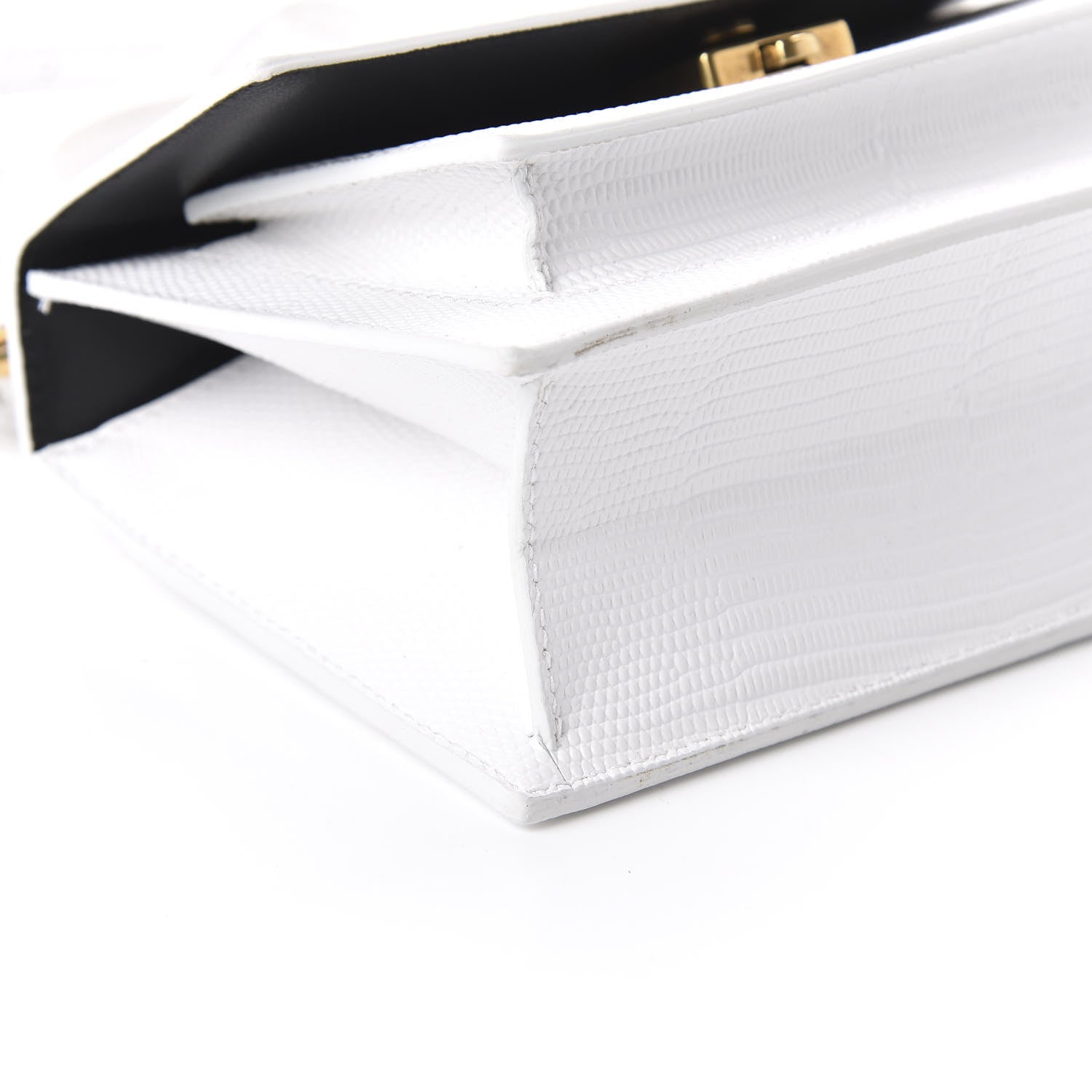 Balenciaga Patent Calfskin Lizard Embossed XS Sharp Top Handle Bag White 6 of 9