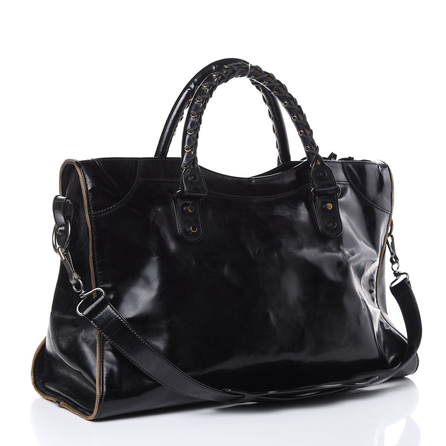 Glazed Calfskin Classic Hardware City Black
