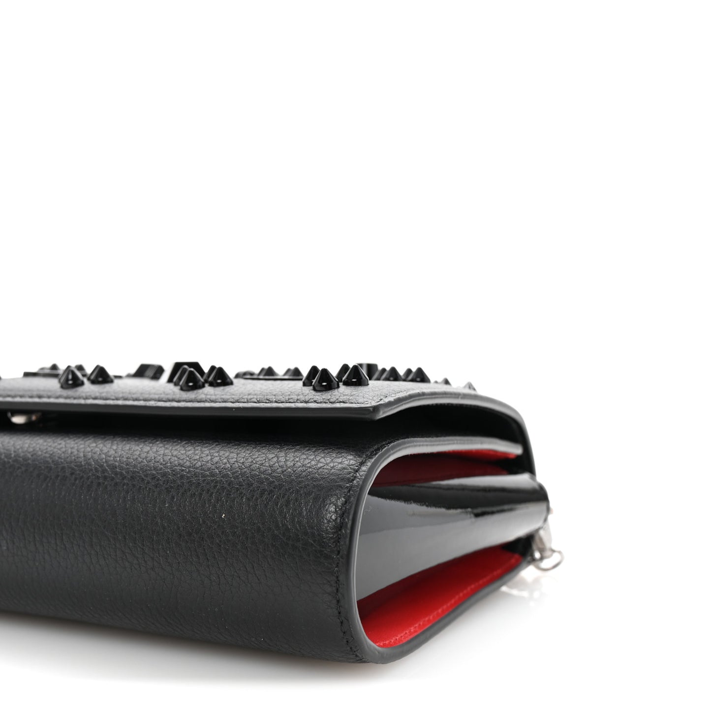 Calfskin Spikes Loubinthesky Paloma Clutch Black
