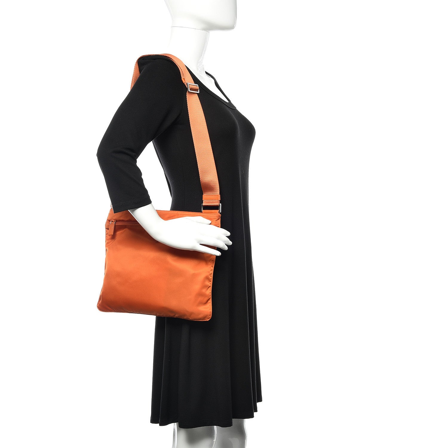 Prada Nylon Vela Flat Messenger Bag Papaya 2 of 10