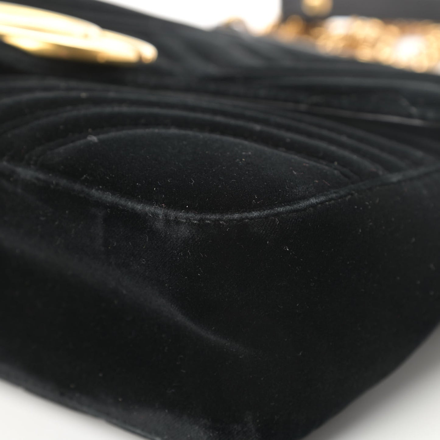 Velvet Matelasse Medium GG Marmont Shoulder Bag Black