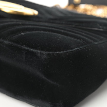Gucci Velvet Matelasse Medium GG Marmont Shoulder Bag Black 10 of 16