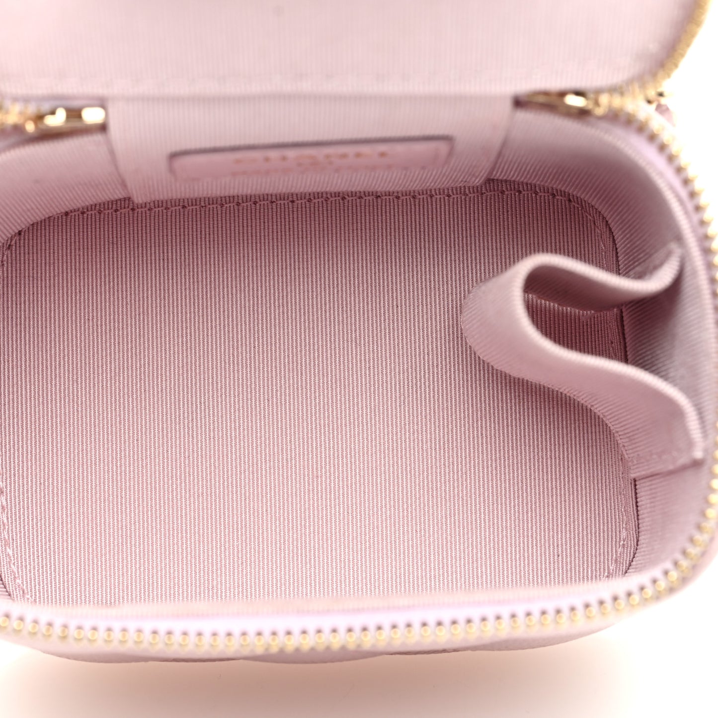 Caviar Quilted Mini Vanity Case With Chain Light Pink
