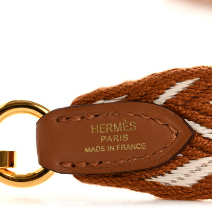 Hermes Toile Swift 25mm Sangle ZigZag Shoulder Strap Gold White 4 of 6