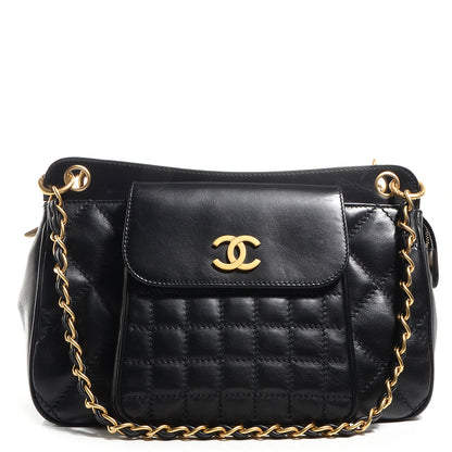 Chanel Calfskin Chocolate Bar Quilted Small Shoulder Bag Black 1 of 7