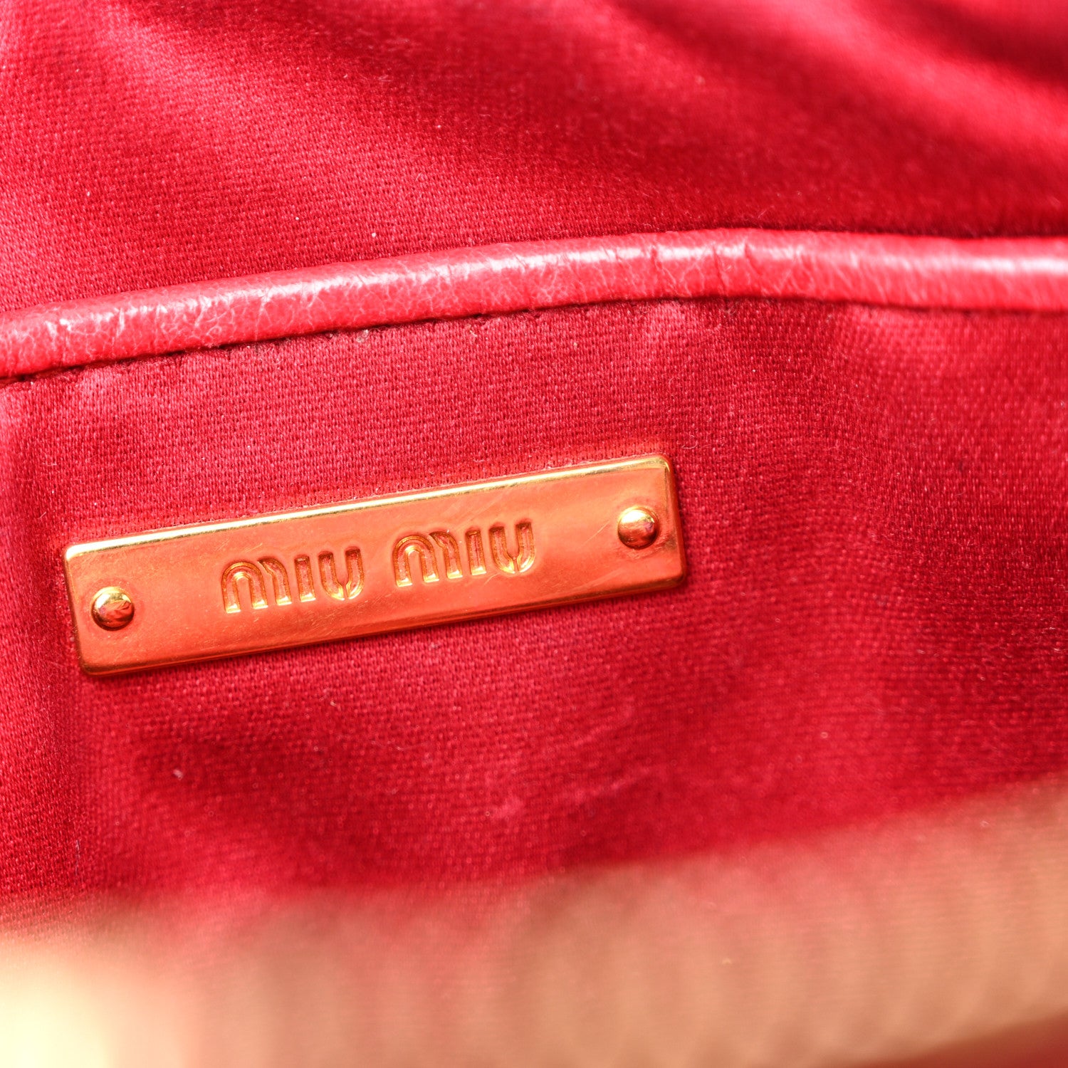 Miu Miu Vitello Shine Quilted Camera Bag Cherry 7 of 16