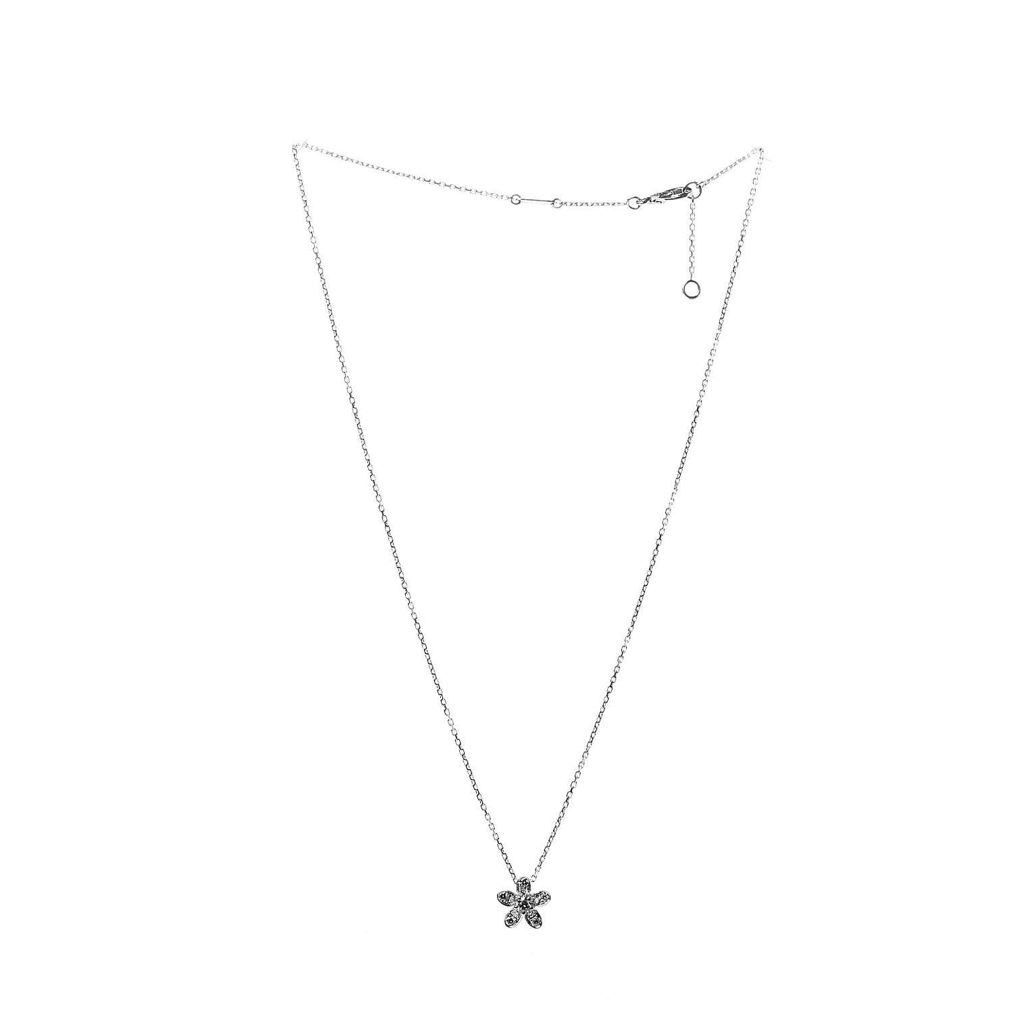 18K White Gold Diamond Socrate One Flower Pendant Necklace