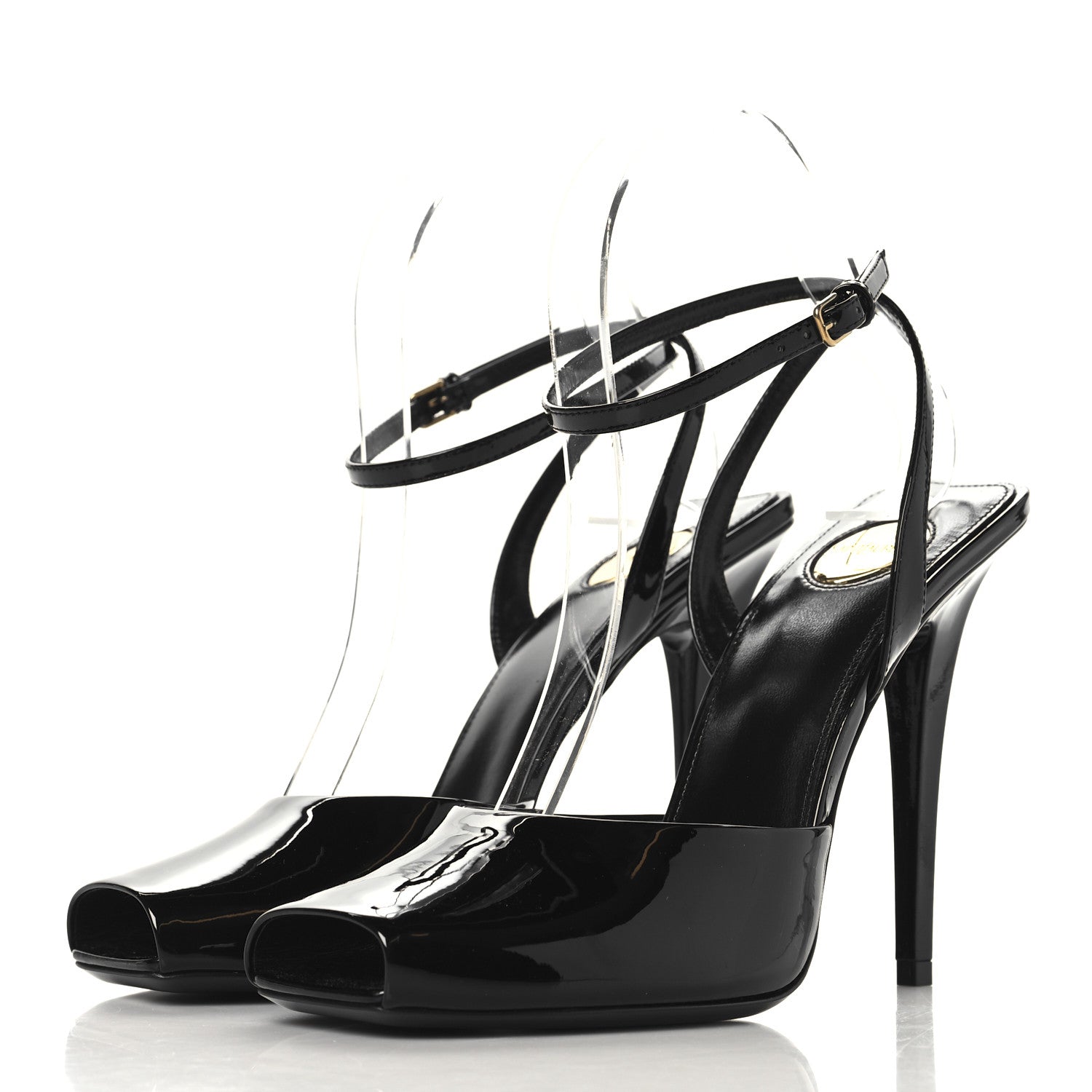 Saint Laurent Patent Calfskin La Scandale 110 Sandals 38 Black 4 of 10