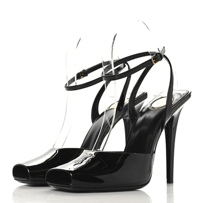 Saint Laurent Patent Calfskin La Scandale 110 Sandals 38 Black 4 of 10