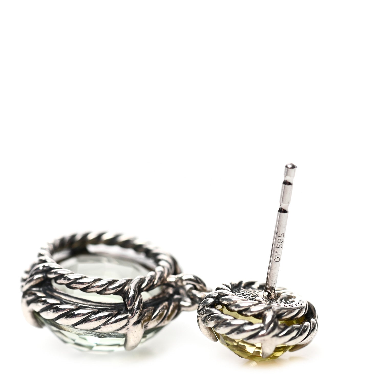 David Yurman Sterling Silver Lemon Citrine Prasiolite Chatelaine Drop Earrings 5 of 5
