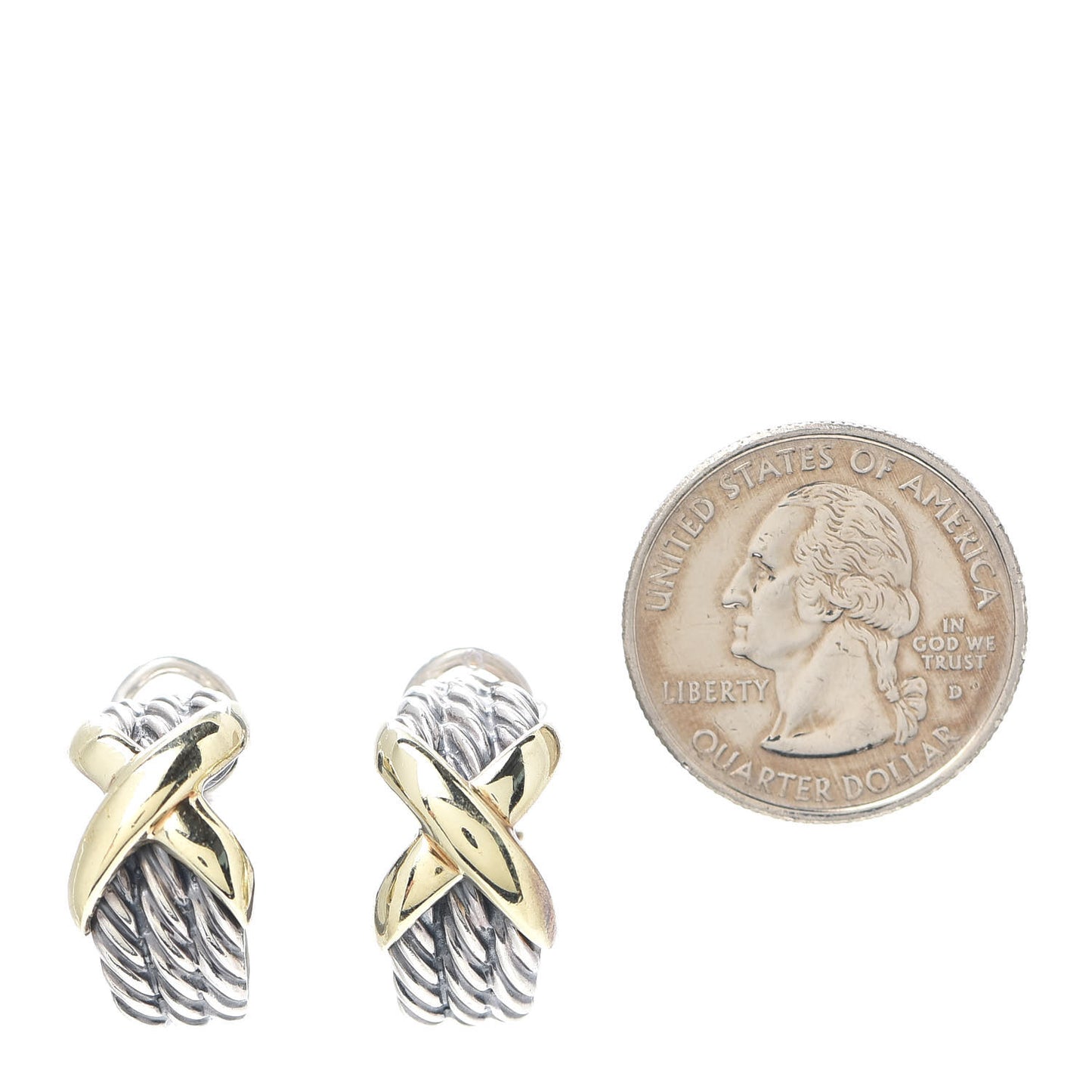 Sterling Silver 14K Yellow Gold Cable Classics X Earrings