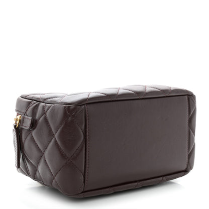 Chanel Lambskin Quilted Mini Wenge Wood Bowling Bag Burgundy 4 of 11