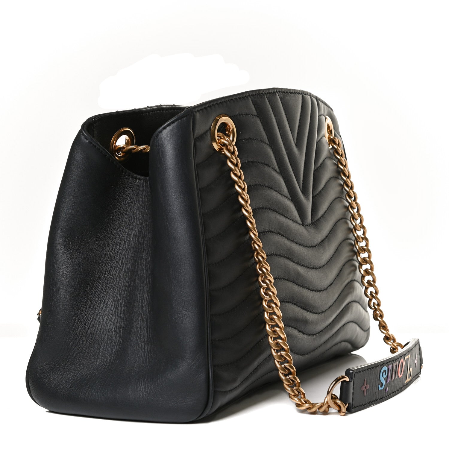 Louis Vuitton Calfskin New Wave Chain Tote Black 3 of 16