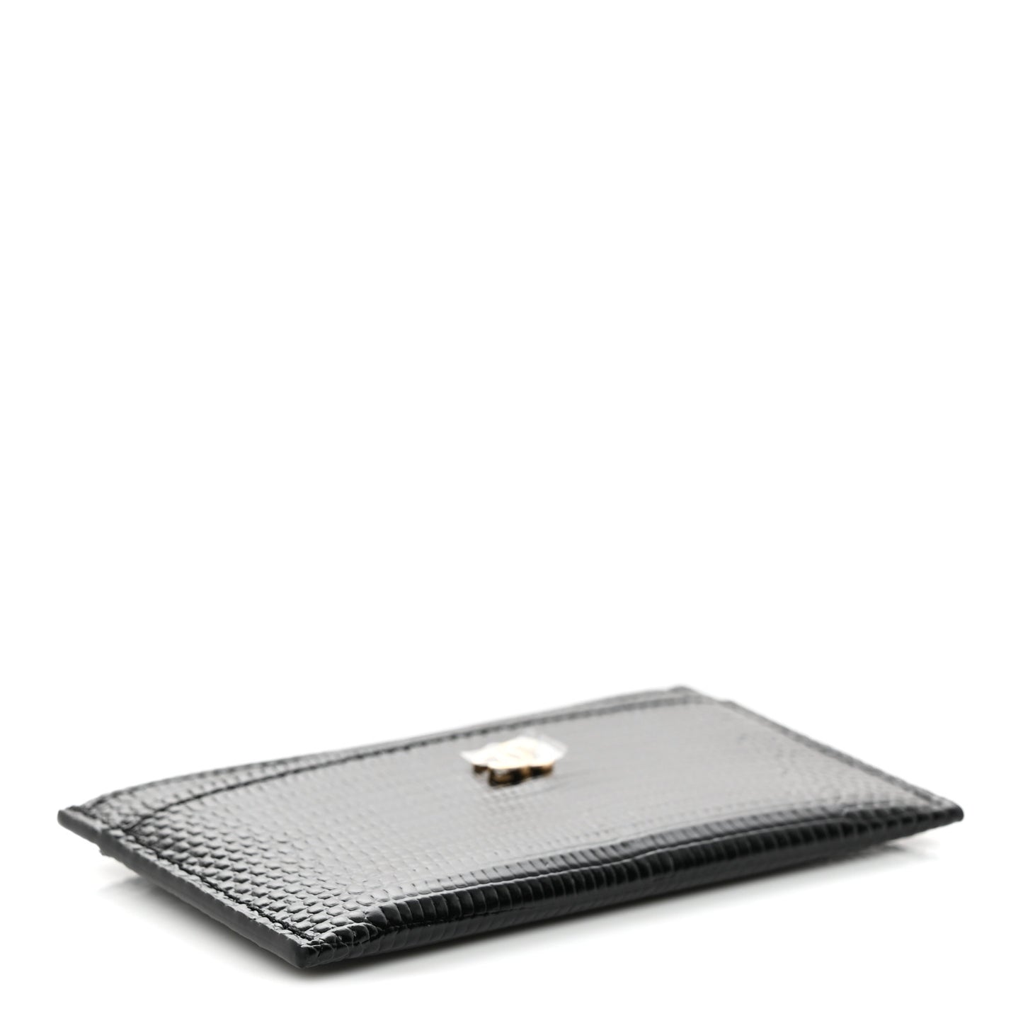 Calfskin Lizard Embossed Card Holder Black