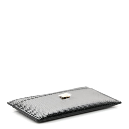 Chanel Calfskin Lizard Embossed Card Holder Black 4 of 8