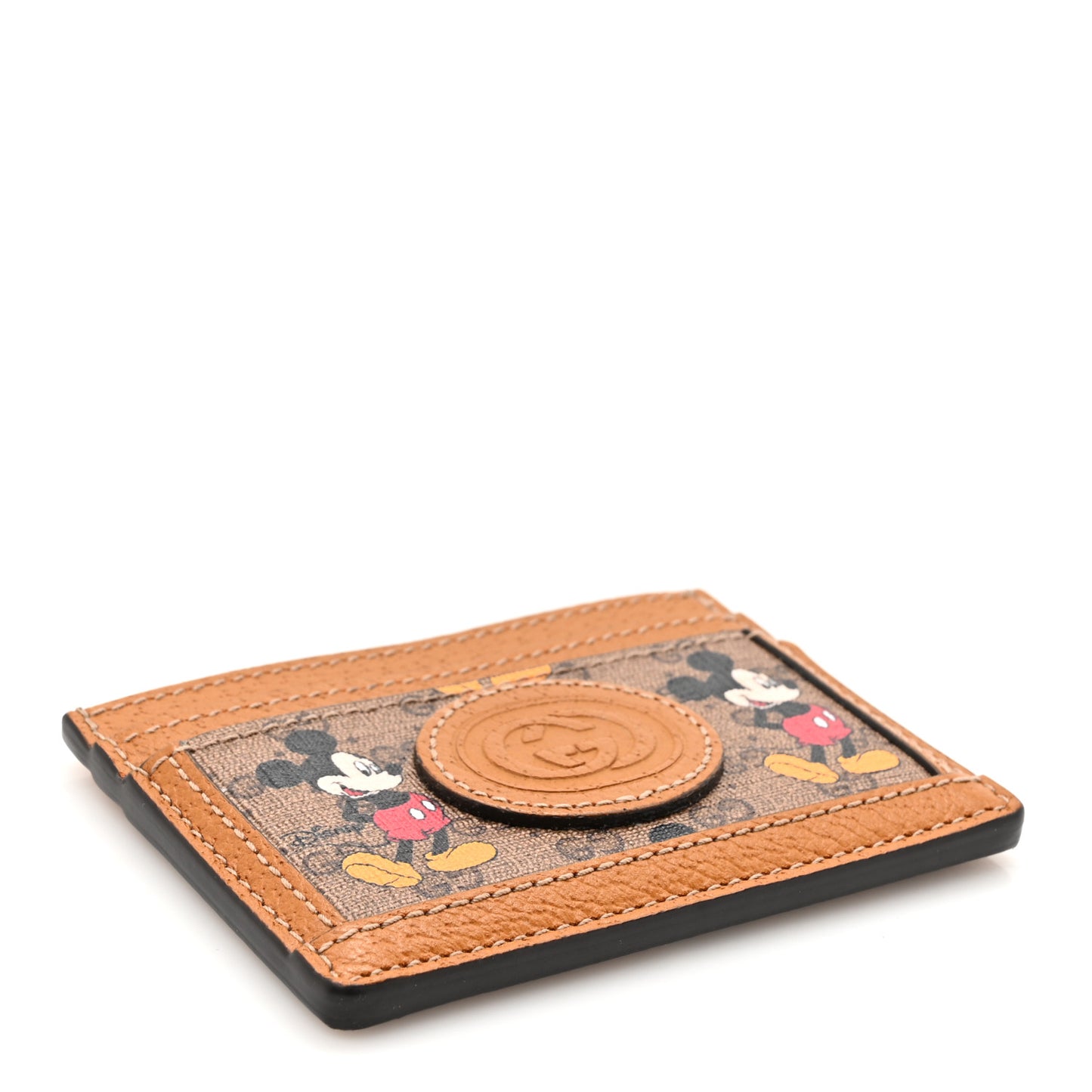 X DISNEY Mini Vintage GG Supreme Monogram Mickey Mouse Card Holder Beige Vintage Sun Oil