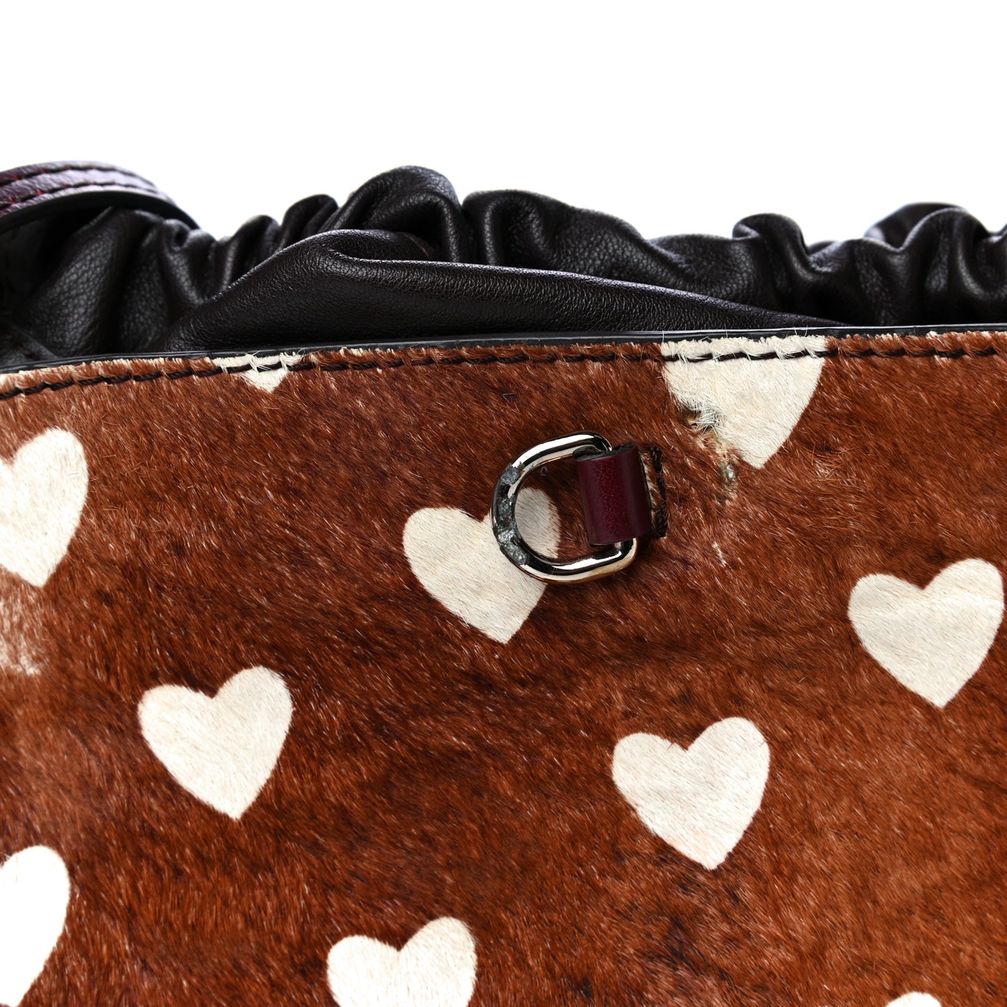 Calf Hair Heart Print Little Crush Dark Camel Black
