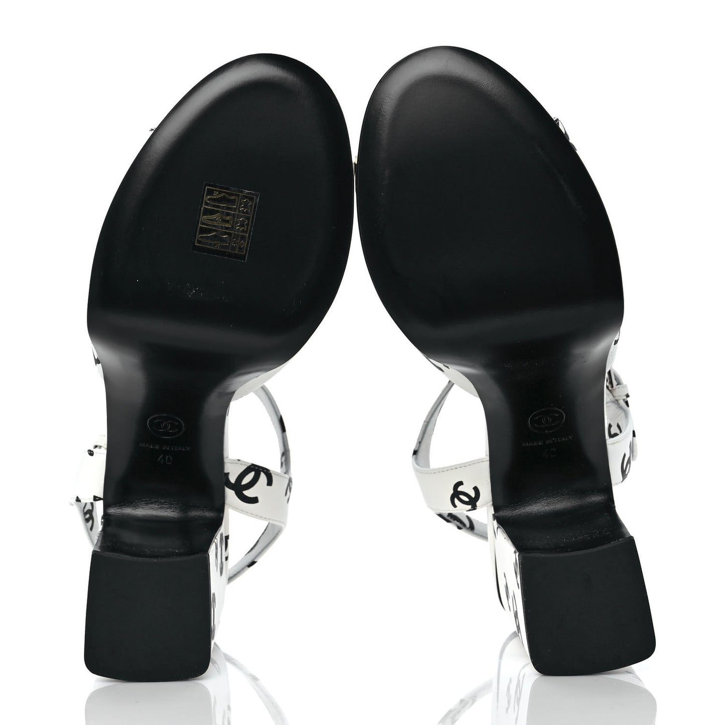 Printed Lambskin Coco Beach Platform Sandals 40 White Black