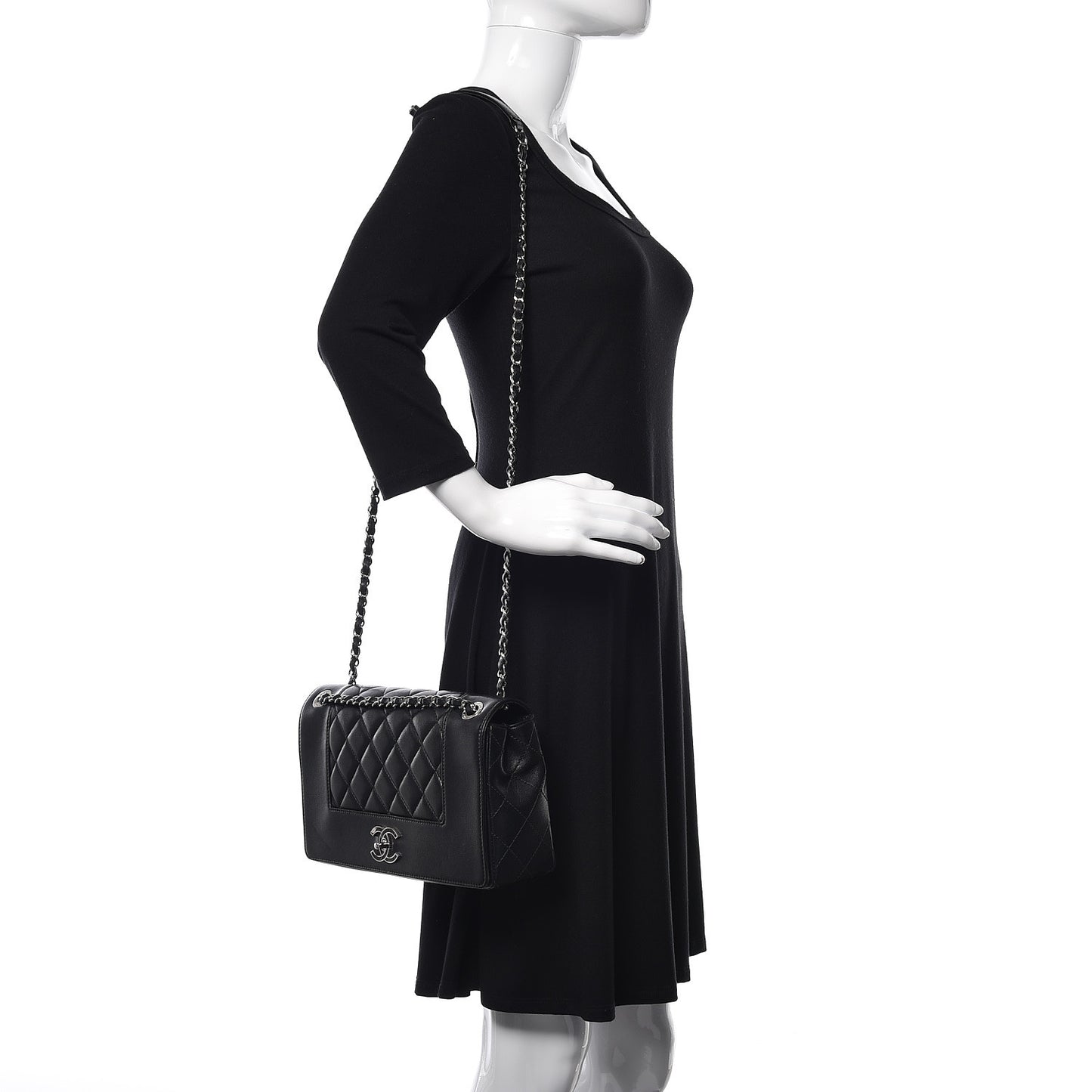 Sheepskin Quilted Vintage Mademoiselle Flap Black