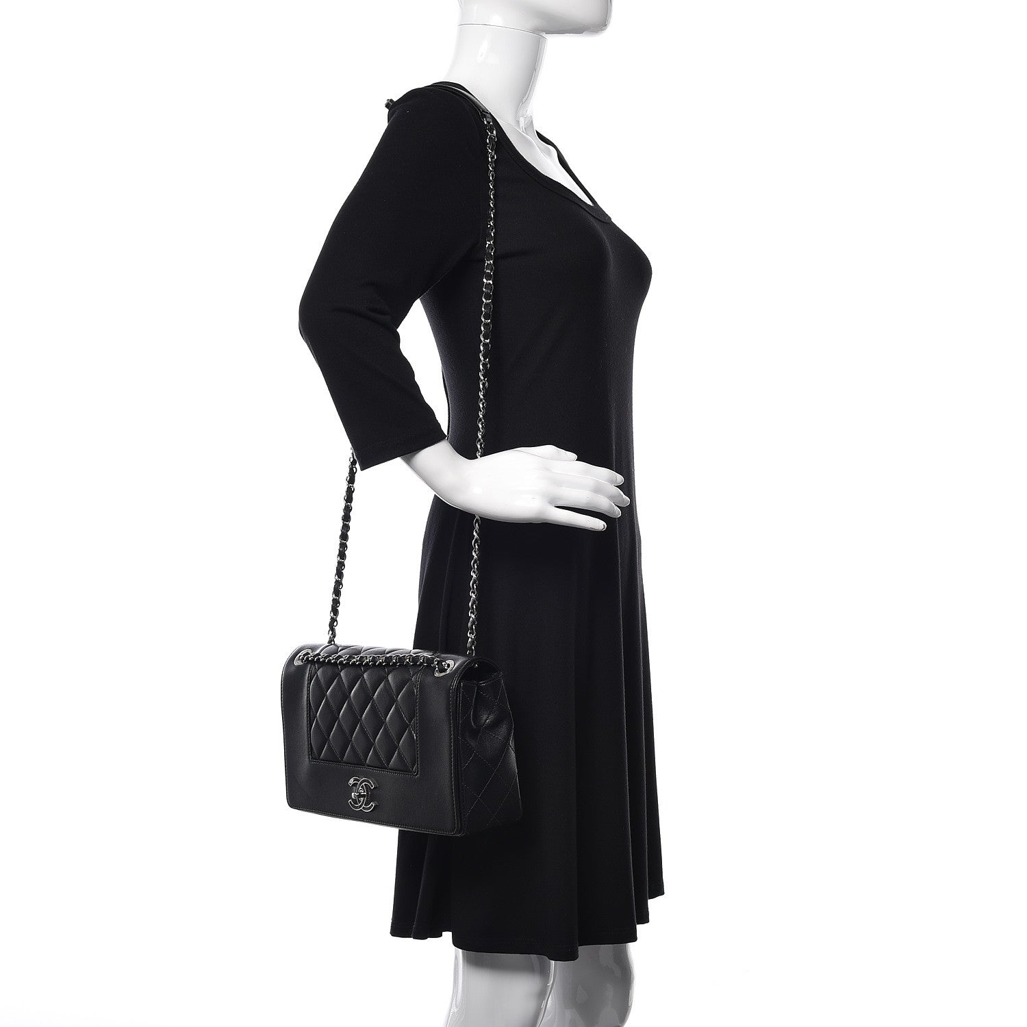 Chanel Sheepskin Quilted Vintage Mademoiselle Flap Black 2 of 10