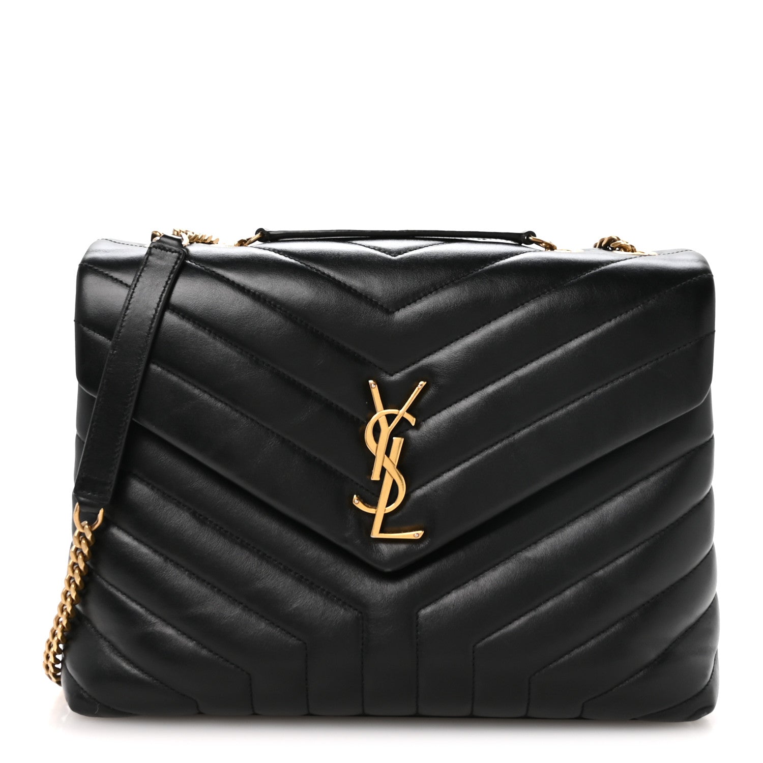 Saint Laurent Calfskin Y Quilted Monogram Medium Loulou Chain Satchel Black 1 of 12