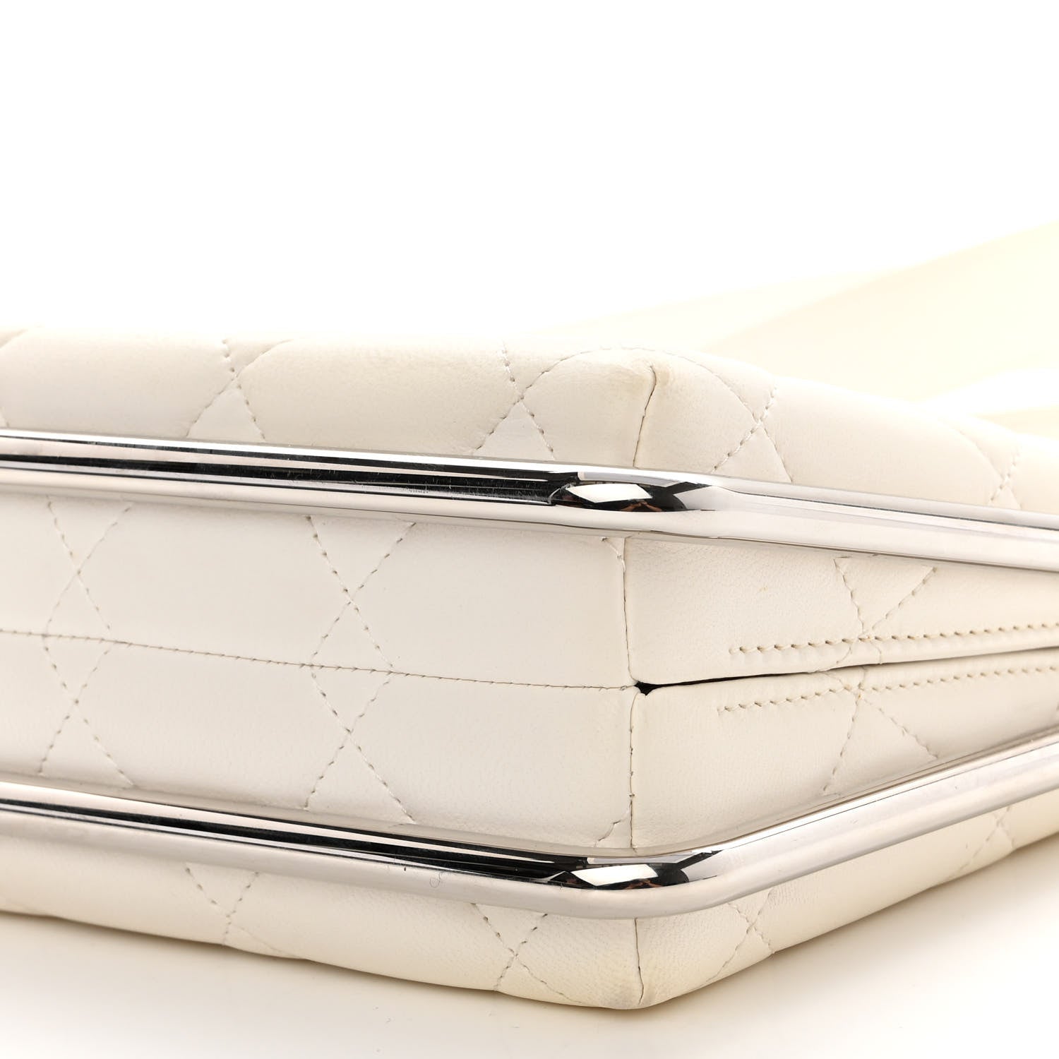 Chanel Quilted Lambskin Metal Bar Clutch Bag White 10 of 12