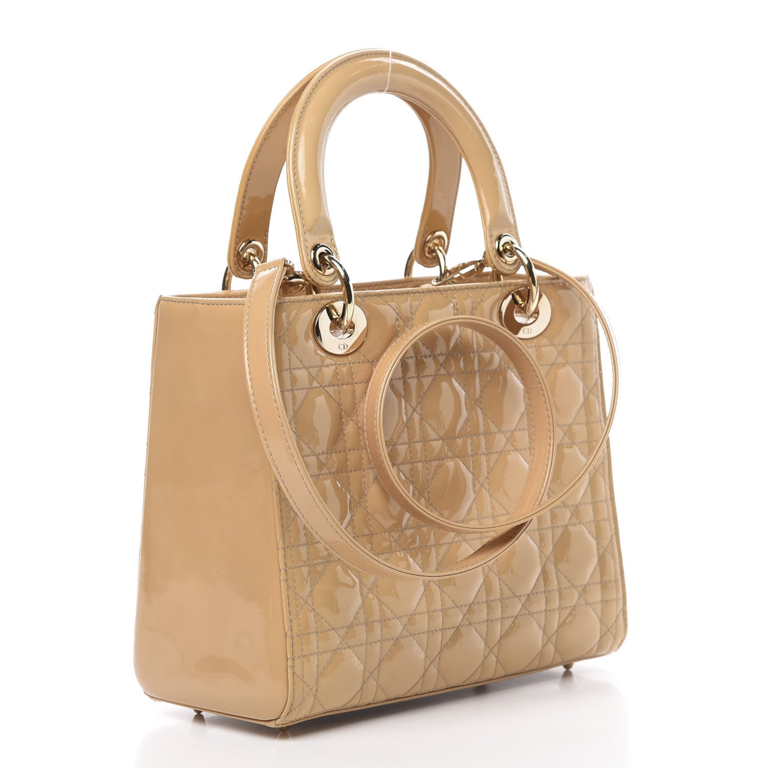 Christian Dior Patent Cannage Medium Lady Dior Beige 2 of 9