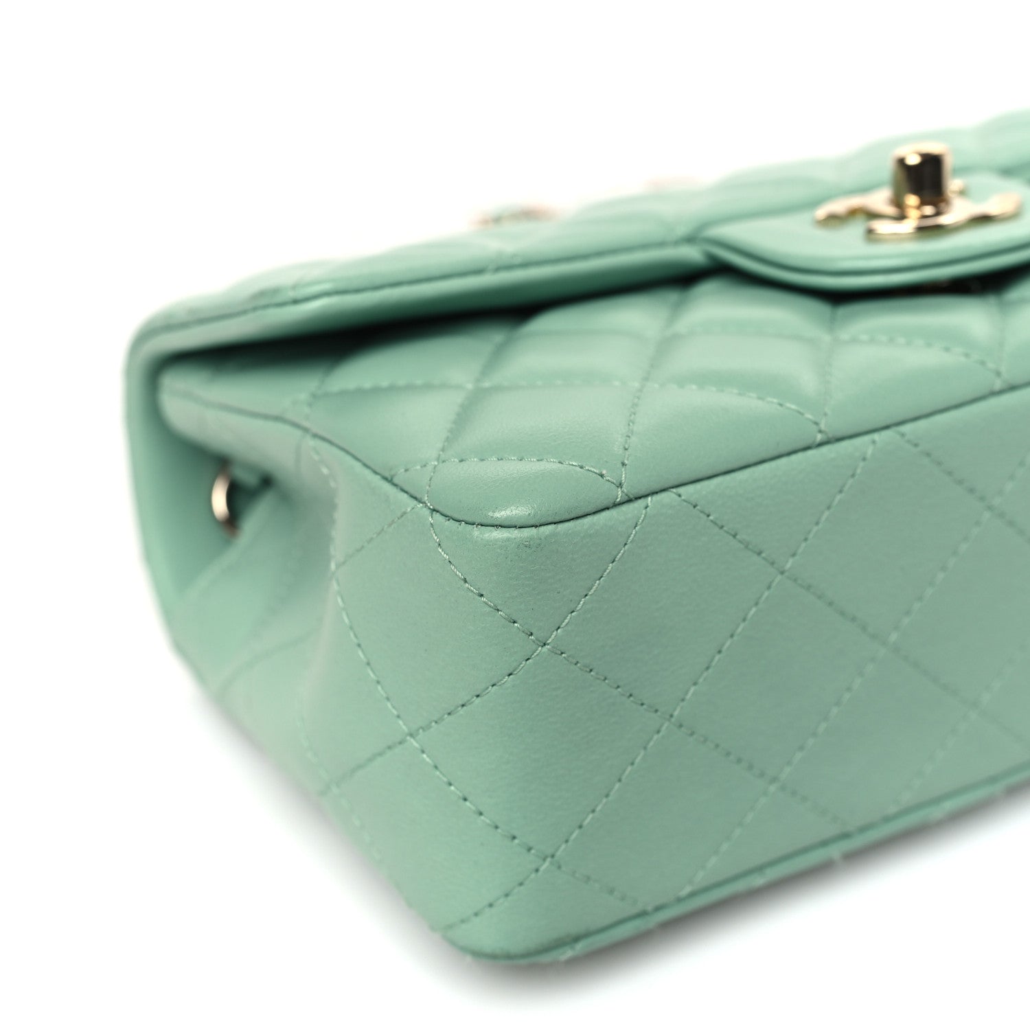 Chanel Lambskin Quilted Mini Rectangular Flap Light Green 8 of 9
