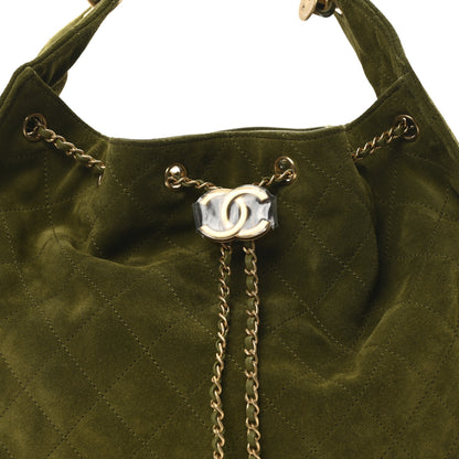 Chanel Suede Quilted Medium Chanel 25 Handbag Khaki 9 of 11