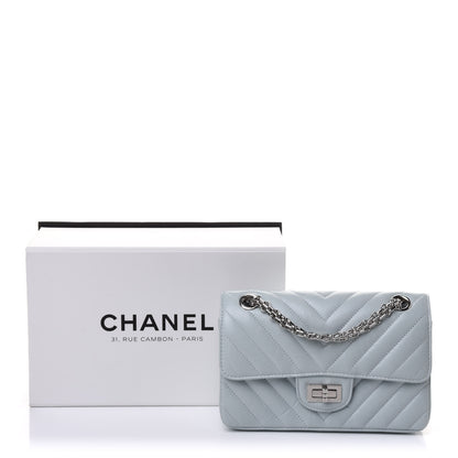 Chanel Aged Calfskin Chevron Quilted 2.55 Reissue Mini Flap Light Blue 12 of 12