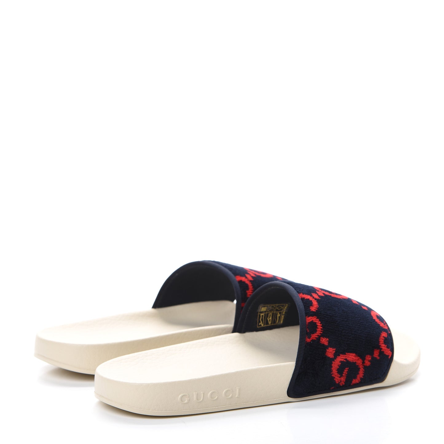Terry Cloth GG Monogram Slide Sandals 37 Blue Red