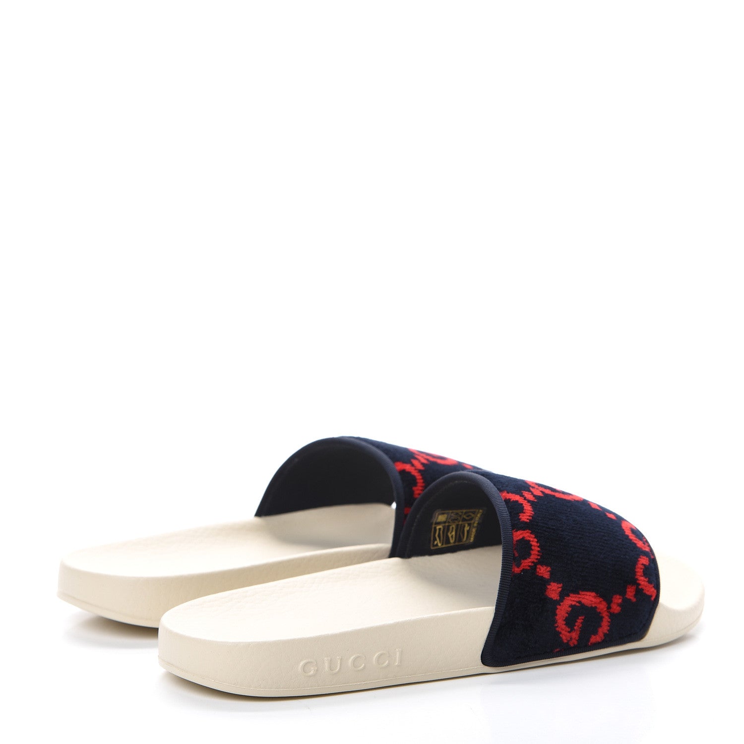 Gucci Terry Cloth GG Monogram Slide Sandals 37 Blue Red 4 of 7