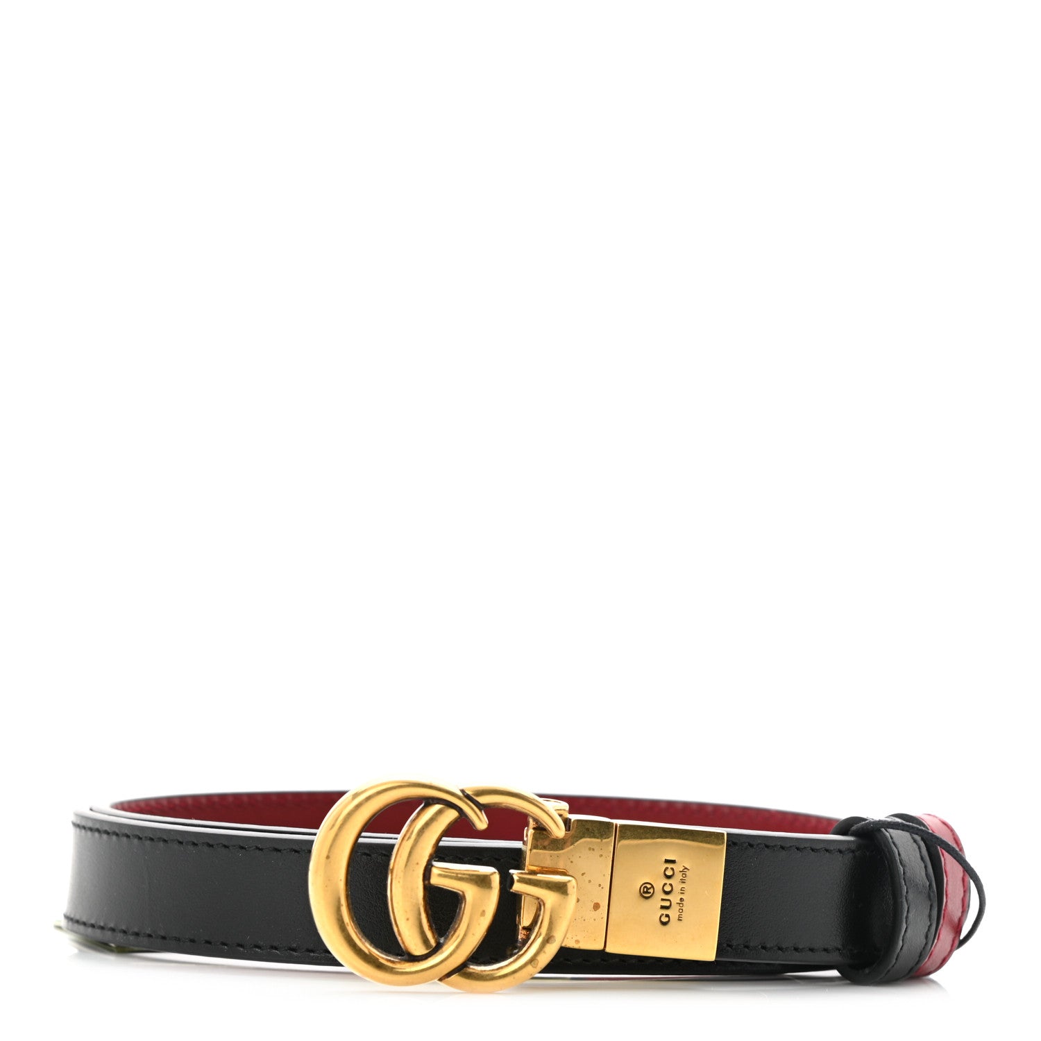 Gucci Plutone Calfskin Double G Reversible 20mm Belt 75 30 Black Red 1 of 6