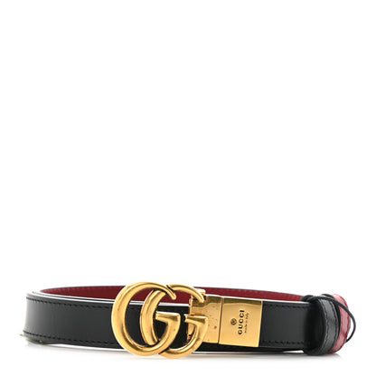 Gucci Plutone Calfskin Double G Reversible 20mm Belt 75 30 Black Red 1 of 6