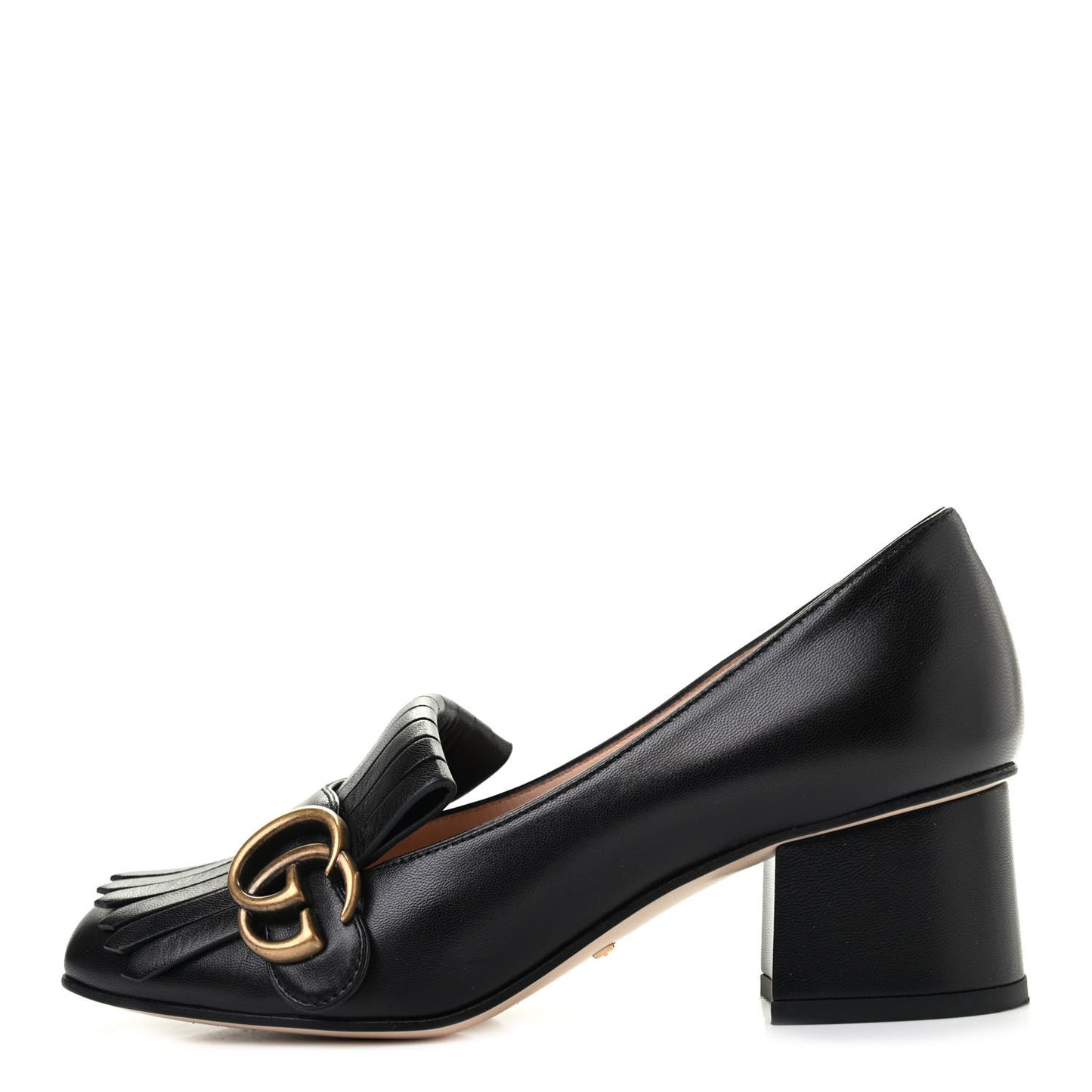 Malaga Kid GG Marmont Fringe 50mm Loafer Pumps 36 Black