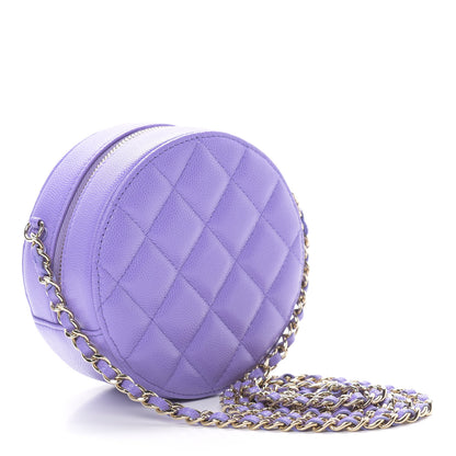 Chanel Caviar Quilted Round Clutch With Chain Purple 3 of 11