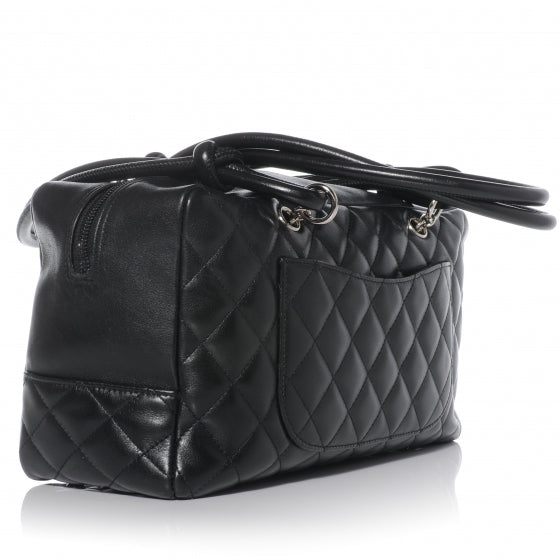 Chanel Calfskin Quilted Large Cambon Bowler Black White 3 of 9