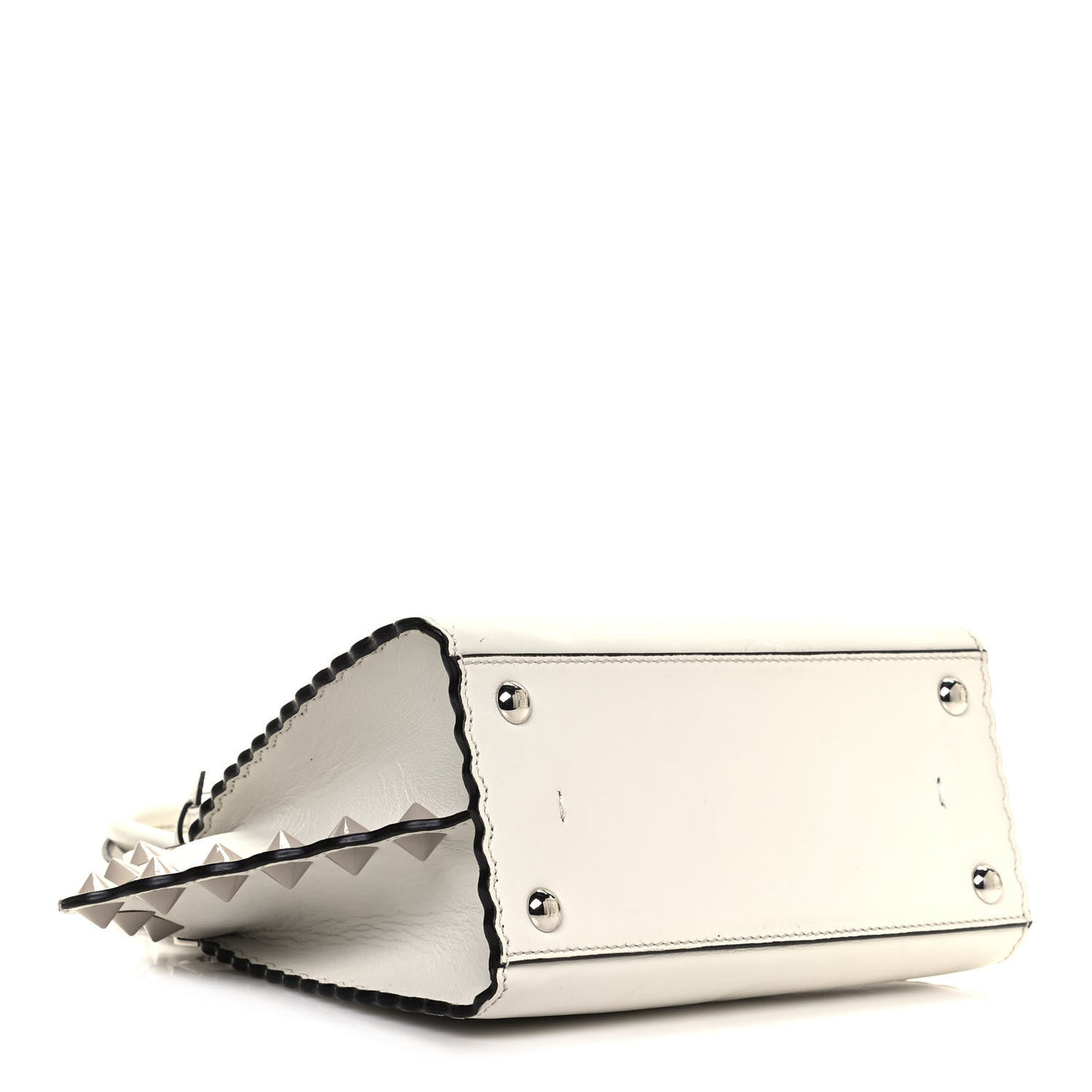 Vitello Dolce Scalloped Studded Mini 3Jours Tote White Ice Nuvola