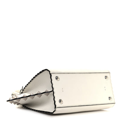 Fendi Vitello Dolce Scalloped Studded Mini 3Jours Tote White Ice Nuvola 4 of 18