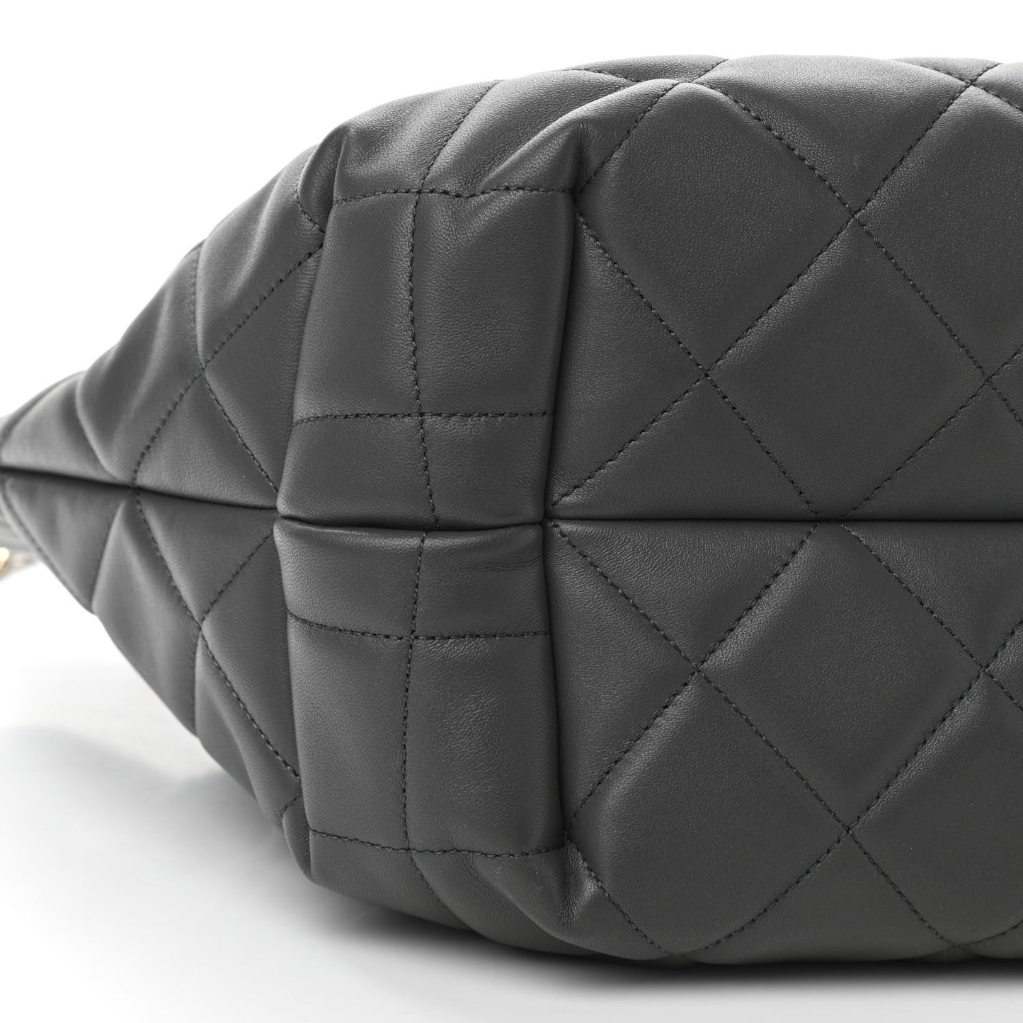 Lambskin Quilted CC Dweller Drawstring Tote Grey