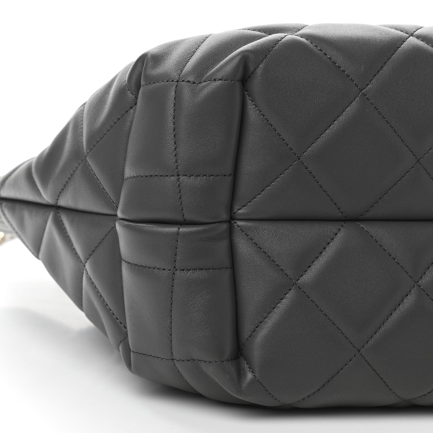 Chanel Lambskin Quilted CC Dweller Drawstring Tote Grey 8 of 10