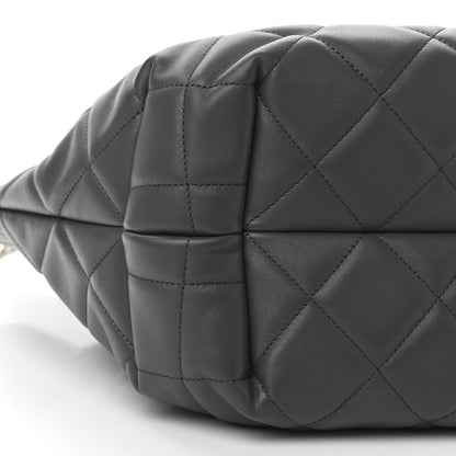 Chanel Lambskin Quilted CC Dweller Drawstring Tote Grey 8 of 10
