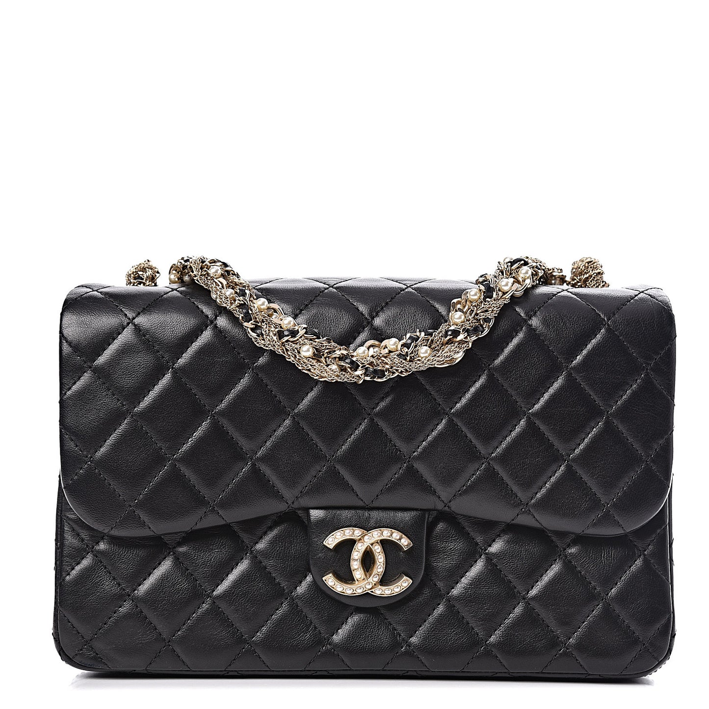 Lambskin Quilted Medium Westminster Pearl Flap Black