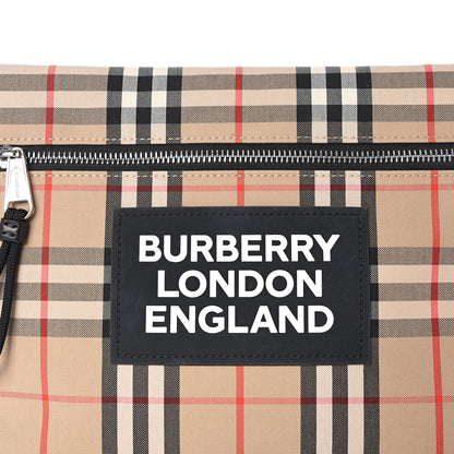 Burberry Nylon Vintage Check Logo Print Portrait Pouch Archive Beige 8 of 10