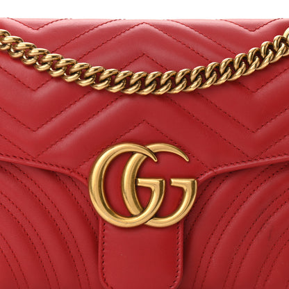 Gucci Calfskin Matelasse Small GG Marmont Shoulder Bag Hibiscus Red 5 of 11