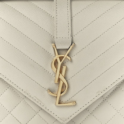 Saint Laurent Grain De Poudre Textured Mixed Matelasse Medium Triquilt Monogram Satchel Crema Soft 10 of 14