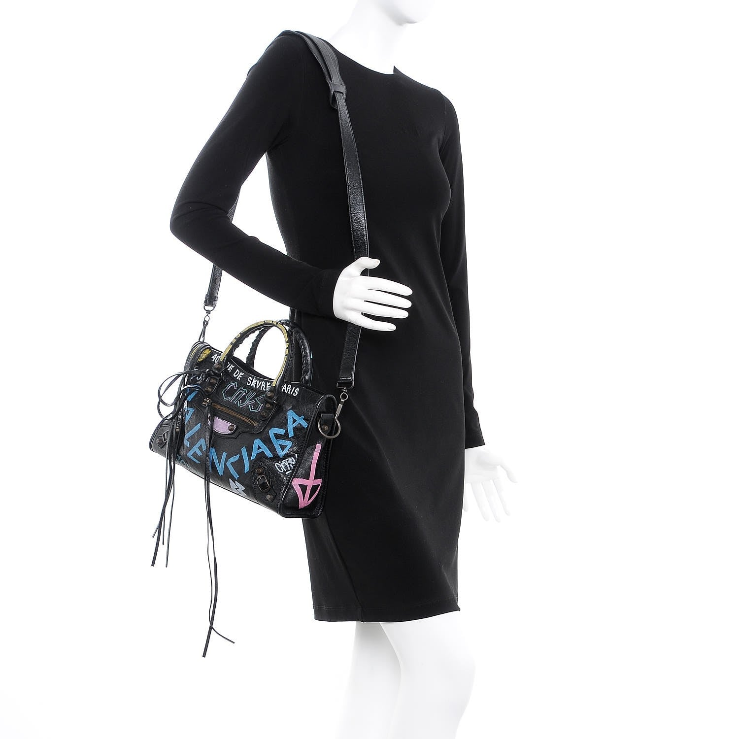 Balenciaga Agneau Graffiti All Over Classic Hardware S City Black Multicolor 2 of 8