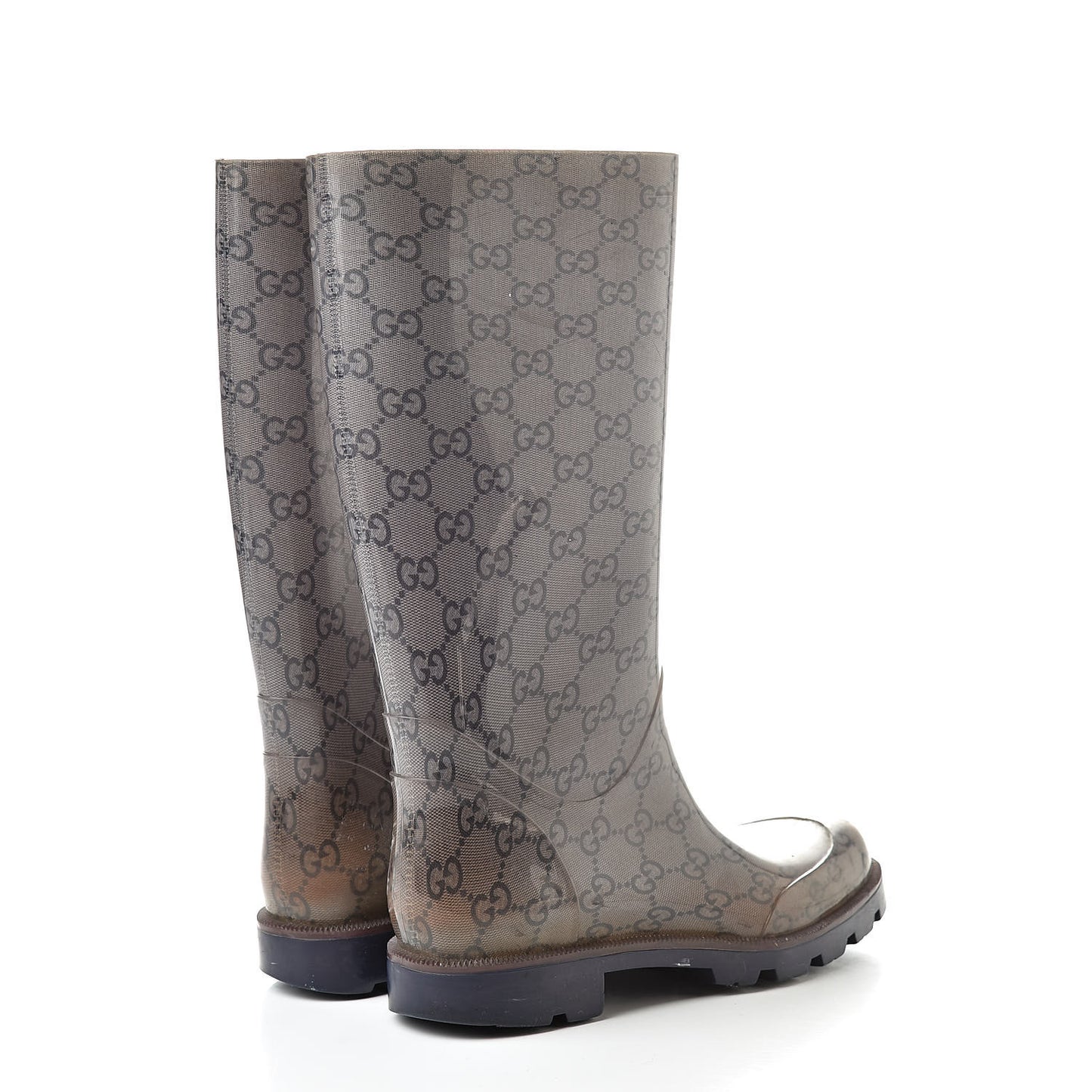 Rubber Monogram Edinburg Rain Boots 36 Transparent Blue
