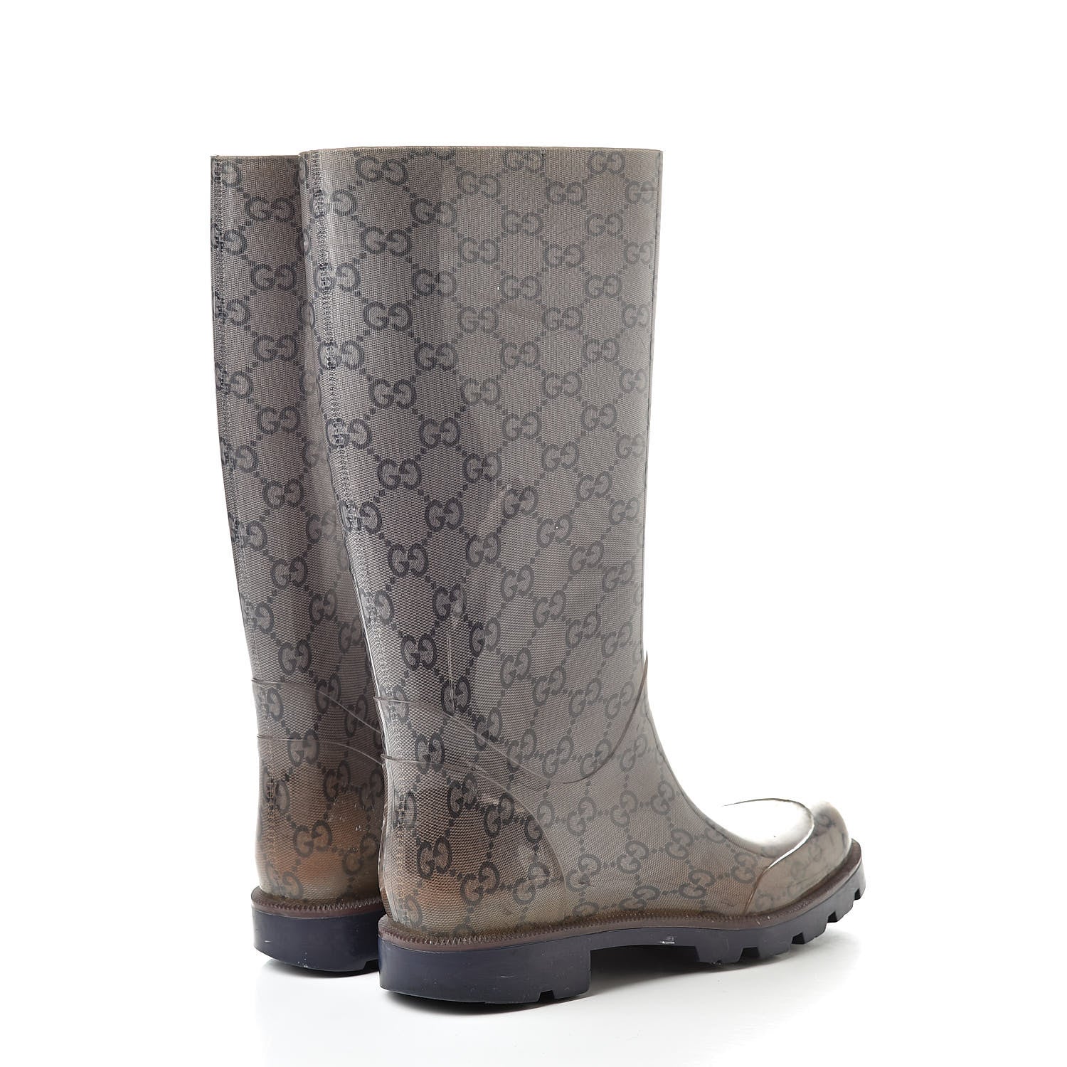 Gucci Rubber Monogram Edinburg Rain Boots 36 Transparent Blue 4 of 11